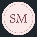 Modern Burgundy Blush Pink Wedding Monogram Classic Round Sticker<br><div class="desc">These blush and burgundy colour themed wedding stickers feature a monogram with bride and groom initials. These stickers are ideal for use as envelope seal stickers or for decorating wedding favours. These stickers are part of a collection. Please visit our store or view our collection pages to see the full...</div>