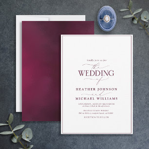 Modern Burgundy Calligraphy Wedding Invitation