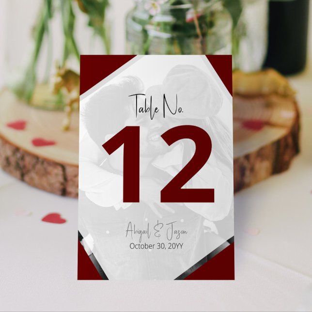 Modern Burgundy Casual "Nothing Fancy" Wedding  Table Number (Modern Burgundy / Wine Minimalist Table Number for Your Wedding)