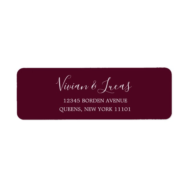 Modern Burgundy Chic Script Return Address (Front)
