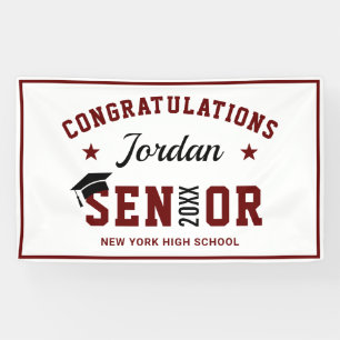 Modern Burgundy Class of 2024 Graduation Party Banner