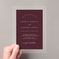 Modern Burgundy Clear Minimalist Wedding