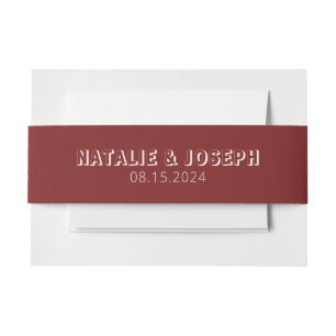 Modern Burgundy Cream Bright Retro Unique Wedding Invitation Belly Band
