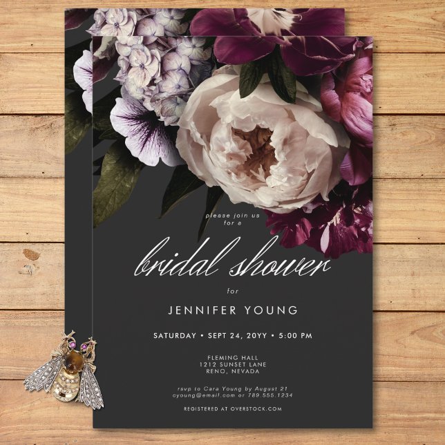 Modern Burgundy Cream Peonies Floral Bridal Shower Invitation (Modern Burgundy Cream Peonies Floral Bridal Shower Invitation)
