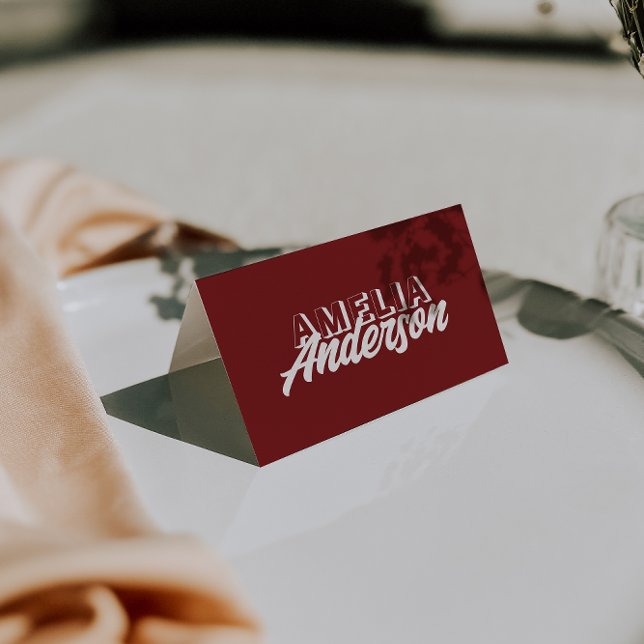 Modern Burgundy Cream Unique Wedding Place Cards (Creator Uploaded)