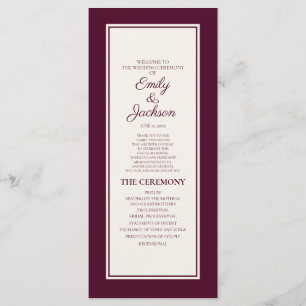 Modern Burgundy Cream Wedding Custom Program Programme