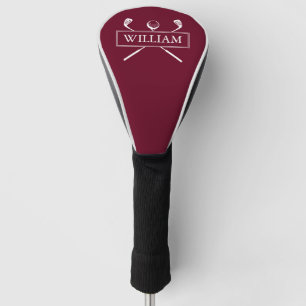 Modern Burgundy Custom Name Clubs And Ball Golf Head Cover