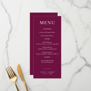 Modern Burgundy Elegant Wedding Menu