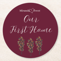 Modern Burgundy First Home Coaster