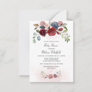 Modern Burgundy Floral Baby Shower Invitation