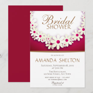 Modern Burgundy Floral Bridal Shower Invitation
