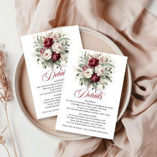 Modern Burgundy Floral Eucalyptus Greenery Gold Enclosure Card