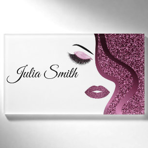 Modern Burgundy Glitter Effect Name Tag