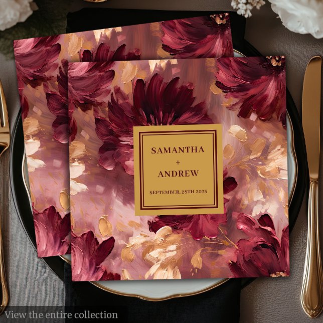 Modern Burgundy Gold Blush Wedding Paper Napkins (Modern Burgundy Gold Blush Wedding Paper Napkins)