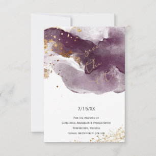 Modern Burgundy & Gold Brushstrokes Save the Date
