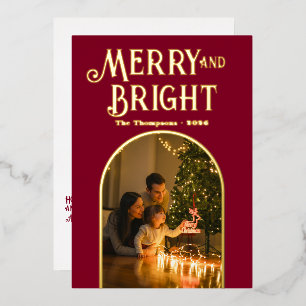 Modern Burgundy & Gold Christmas Photo