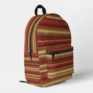 Modern Burgundy Gold Luxury Linen Collection Printed Backpack