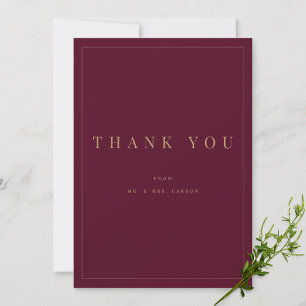 Modern Burgundy & Gold Personalised Thank you Card