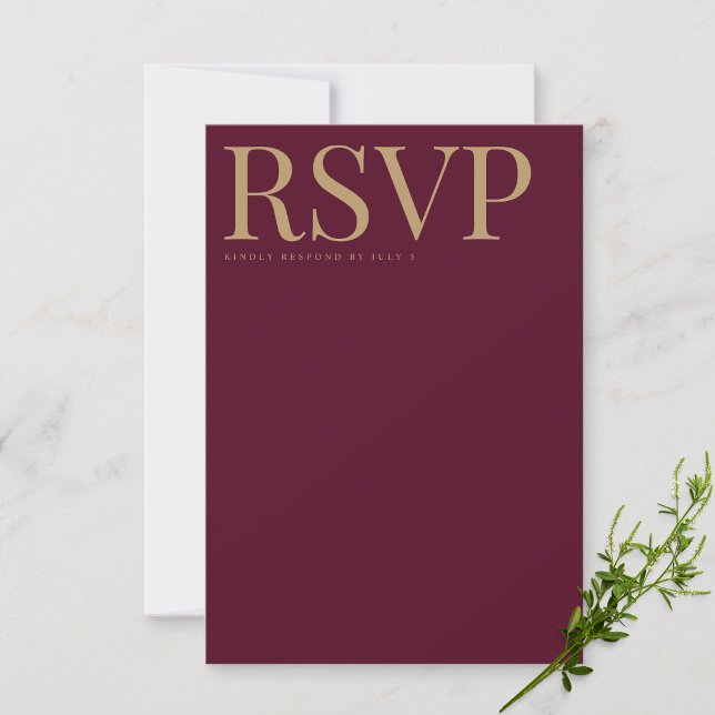 Modern Burgundy & Gold RSVP Wedding Card (Creator Uploaded)