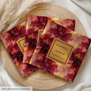 Modern Burgundy Gold Wedding Dinner Napkins