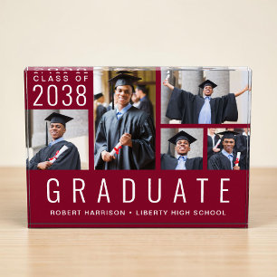 Modern Burgundy Graduation Photo Block