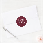 Modern Burgundy Initials Wedding  Classic Round Sticker<br><div class="desc">Modern Burgundy Wedding Classic Round Sticker</div>