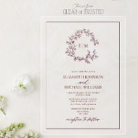 Modern Burgundy Leafy Crest Monogram Wedding
