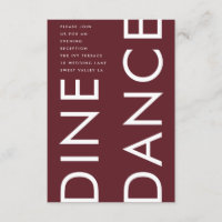 Modern Burgundy Maroon Monogram DINE DANCE Wedding
