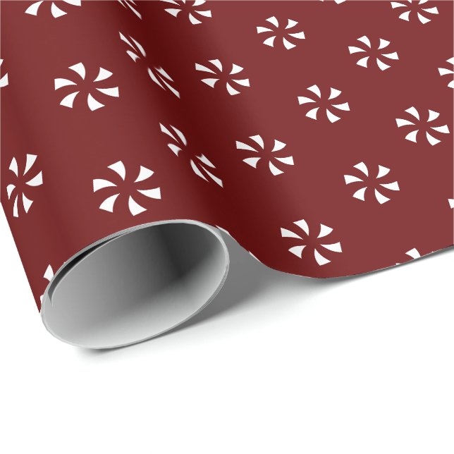 Modern burgundy maroon wine floral snowflakes gift wrapping paper (Roll Corner)