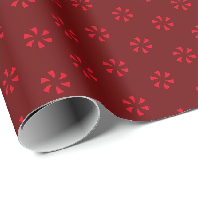 Modern burgundy maroon wine flowers snowflakes wrapping paper (Roll Corner)