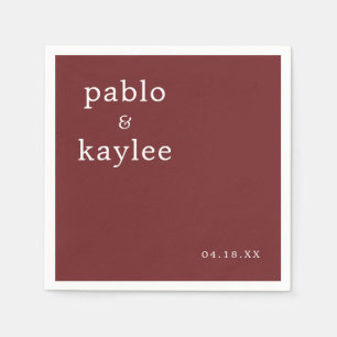 Modern Burgundy Minimalist Wedding Napkin