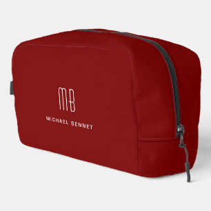 Modern Burgundy Monogram Dopp Kit