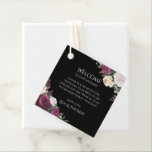 Modern Burgundy Peonies Wedding Welcome Gift Tag<br><div class="desc">Make your wedding unforgettable with these elegant welcome gift cards from the Modern Peonies Wedding Collection. These cards serve as the perfect accompaniment to your wedding favours, helping guide your guests to their gifts while adding a touch of sophistication to your reception. The black background and white whimsical font create...</div>