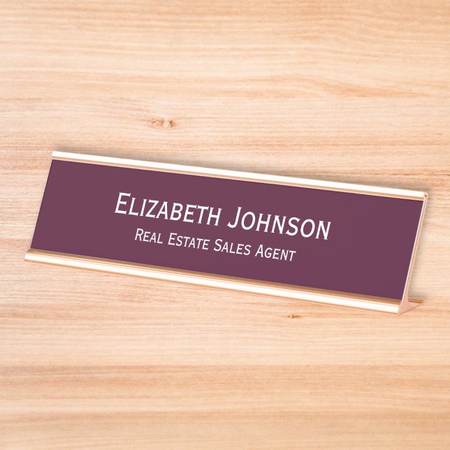 Modern Burgundy Professional Business Office Desk Name Plate (Modern Burgundy Professional Business Office Desk Name Plate)