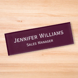Modern Burgundy Professional Executive Magnetic Name Tag