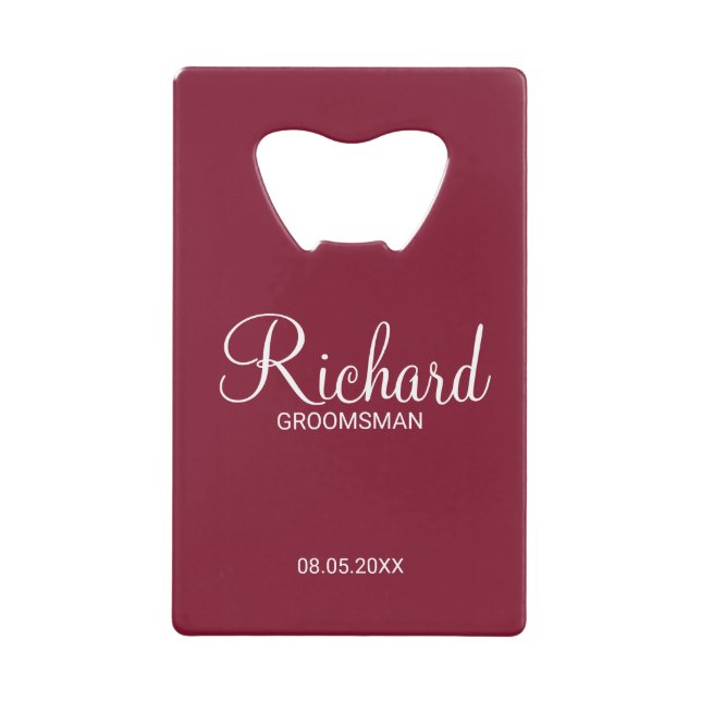 Modern Burgundy Red Personalised Groomsman (Front)