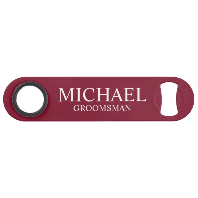 Modern Burgundy Red Personalised Groomsman (Front (Horizontal))