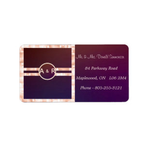 Modern Burgundy Rose Gold Wedding Return Address Label