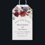 Modern Burgundy Rustic Floral Save The Date Gift Tags<br><div class="desc">Amaze your guests with this burgundy rustic floral bouquet save the date tags announcing your surprise new in a non conventional modern way Simply add your date, names, and venue by clicking the "Personalise" button above. See the other unique save the date keepsakes in our store with the same or...</div>