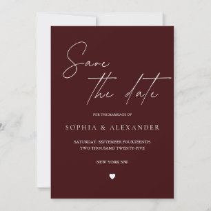Modern Burgundy Save the Date Invitation