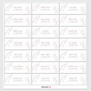 Modern Burgundy Script Botanical Guest Address