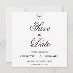Modern Burgundy Script Ivory Bow Chic Wedding Card