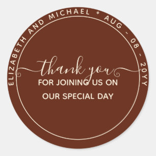 Modern Burgundy Thank You Favour Classic Round Sticker