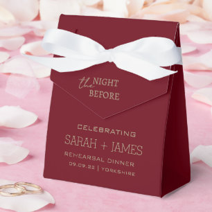 Modern Burgundy the Night Before Rehearsal Dinner  Favour Box