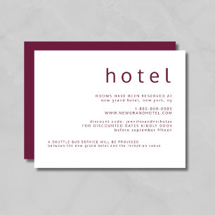 Modern Burgundy Typography Wedding Accommodation Enclosure Card