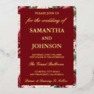 Modern Burgundy Vintage Ivory Floral Wedding
