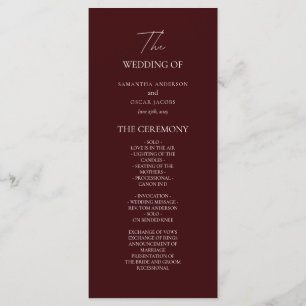 Modern Burgundy Wedding Ceremony Program Menu