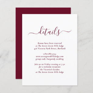 Modern Burgundy Wedding Enclosure Card