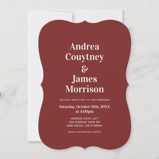 Modern Burgundy Wedding Invitation (Front)