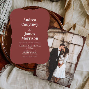 Modern Burgundy Wedding Invitation